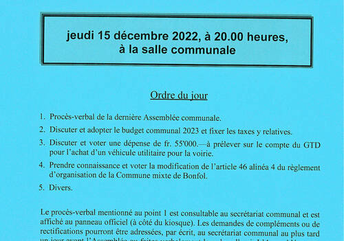 Assemblée communale ordinaire