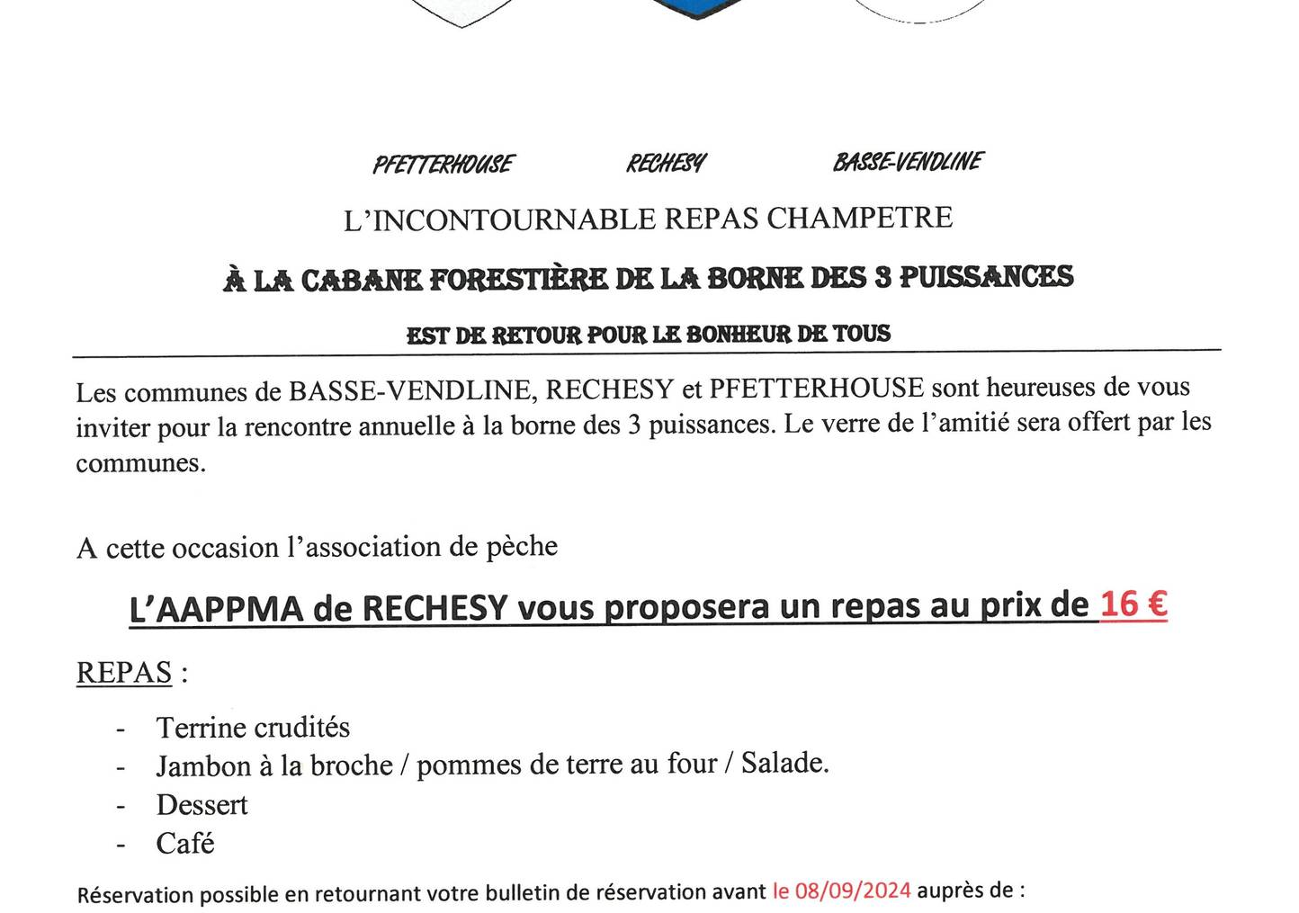 Repas champêtre Borne des 3 Puissances