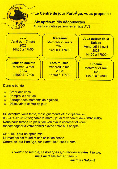 Activités centre de jour Part'âge