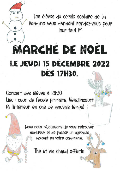Marché de Noël du Cercle scolaire la Vendline
