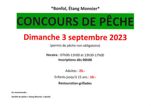 Concours de pêche du 3 septembre 2023