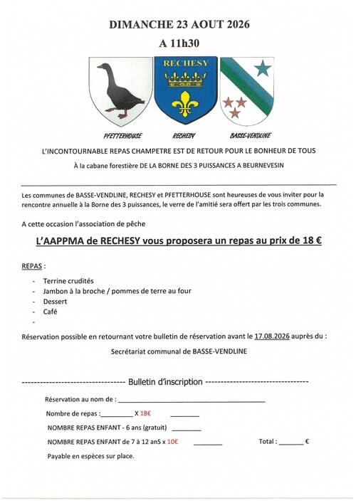Repas Champêtre Borne des 3 Puissances