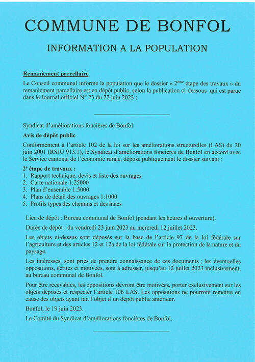 Information remaniement parcellaire